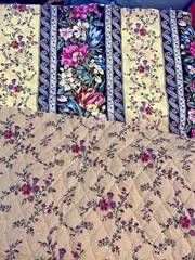 Cottagecore Shabby Florals Stripes Pre Quilted Double Sided 36’x19″ Remnant
