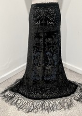 Black Silk Chiffon Velvet Burnout Scarf 40”x40” Wide