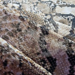 BROWN TAN SNAKE PRINT STRETCH MESH FABRIC 58″ BY THE YARD SEMI SHEER POWER MESH