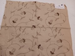 Randolph Alexander Linen Blend Floral Embroidered Fabric Samples Tan Blue Brown