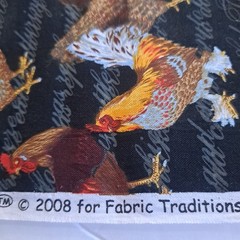 Chicken Coop Rooster Cotton Fabric 27″ X 44″ Fabric Traditions Chicken