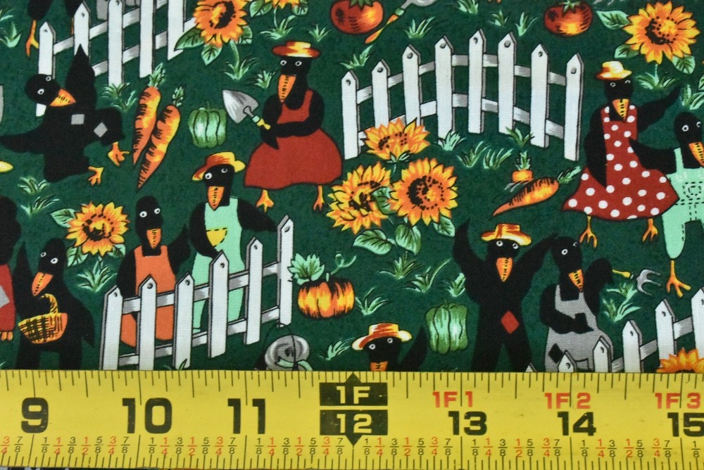 By 1/2 Yd, Vintage, Colorful Halloween-Characters in Garden, Hi Fashion, B1703