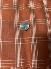 Vtg 70s Rust Ivory Plaid Fabric Orange FALL Same both sides SBTHY 18″x42″ Cotton