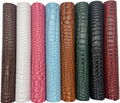 8Pcs Glossy Alligator Faux Leather Fabric,8″X12″(20Cmx30Cm) Bright Embossed Croc