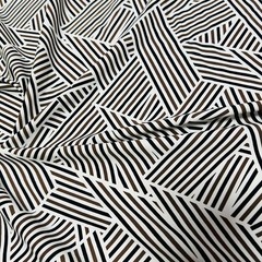 18″ long / LonBlack & White Lines Distorted Fabric Stretch Spandex for Swimwear