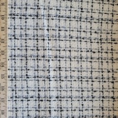 Soft White Tahari Flat Boucle Suiting w/ Small Gray/Black Double Windowpane