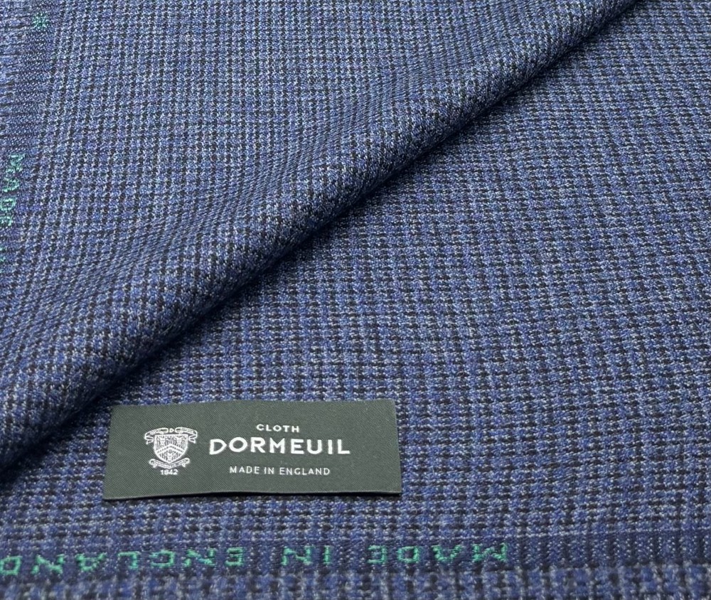 Blue Black Small Check Wool Fabric Suiting Fabric By Dormeuil, 2.50m x 1.50m