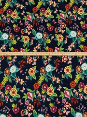 ITY Knit Fabric Flowers Black Boho Floral By the Yard