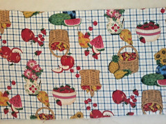 Vintage 90s Cotton Fabric Plaid Fruit Baskets 21″ x 58″ Washed Fabric Traditions