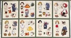 Paper Doll Farm Sibling Arts Studio Myletex Fabrics Cotton Fabric Panel 23 x 43