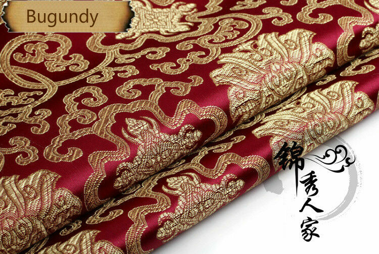 Chinese Floral Satin Silky Fabric Brocade for Dress Costume Qipao Crafts Retro