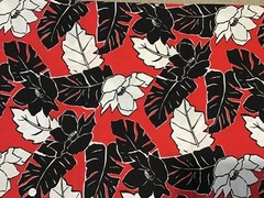 New 100% Cotton Fabric Red Black White Large Floral Print 3 1/2 Yards x 43″ Wide