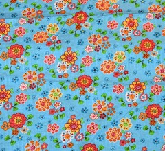 Vtg Seersucker Fabric Cotton Blend Retro Bright Floral Flowers 2 Yds 34″ x 44″