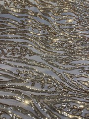 Gold Sequin Vine Mesh Fabric | All-Over Sequin Embroidered Net For Dress
