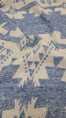 Blue Ivory Geometric Tweed Fabric by the Yard Aztec Tribal Style Fabric 150cm