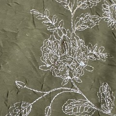 Silver and gold embroidered fabric Green with sequins 56″ wide one yard plus 30″