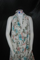 Rayon Stretch Jersey Knit Fabric Beautiful Floral Cream/Teal Multi color 9 oz
