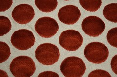 Buttons Red Whimsical 1-3/4 inch Polka Dot Cut Velvet Regal Upholstery Fabric