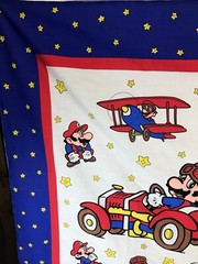Vintage Nintendo SUPER MARIO BROS Cotton FABRIC PANEL 70″ x 45″ New Unused
