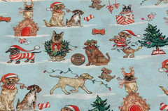 Christmas*Cute Dogs* Decorating* Light Strings*Trees*Wreaths *100% Cotton*8″x22″