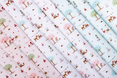 Whimsical Woodland Main White Fabric C17640 Tasha Noel By half yd cont cuts