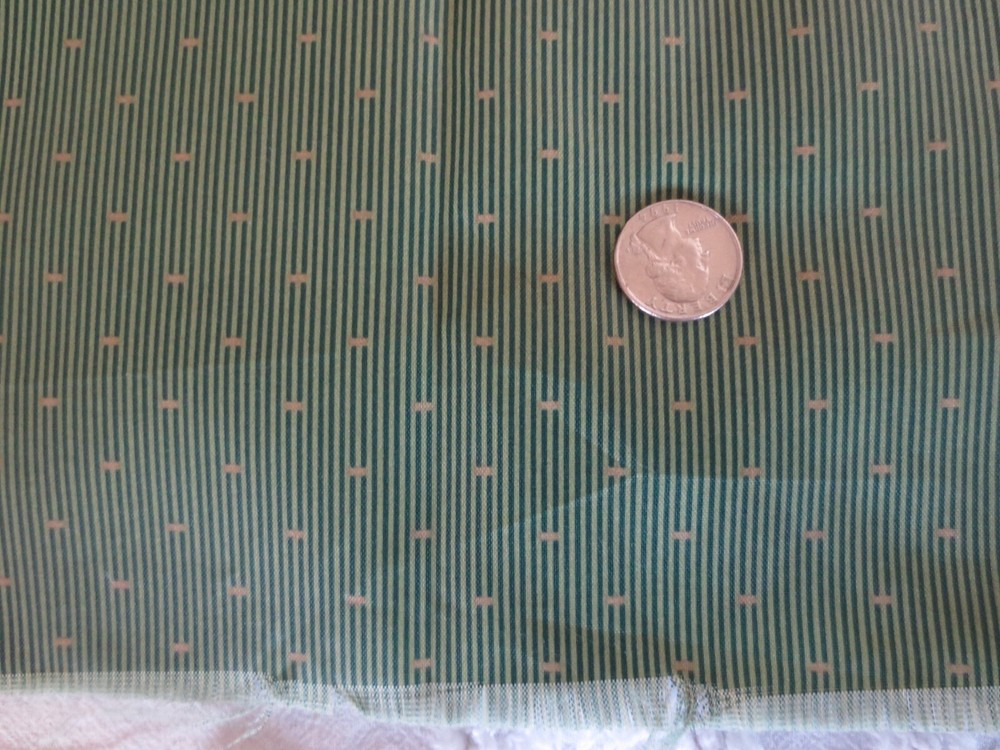4441. Green Gold SILKY PINSTRIPE Apparel, Craft SYNTHETIC FABRIC–54″ x 5/8 yd.