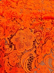 Maggie BRIGHT ORANGE Guipure Venice Heavy Lace Fabric by the Yard – 10019