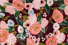 Rifle Paper RP520-BU1C Garden Party Juliet Rose Burgundy Canvas Fabric 15 yards