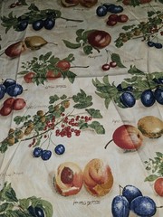 VTG Interior Fabric Design 1995 Fruit Medley With Latin Names 3 Pieces Sewn Tog