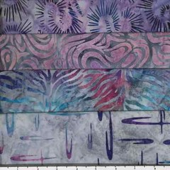 Lot of (4) 1 Yard Cuts 100% Cotton Quilting Batik Fabric Grey Purple Blue 255