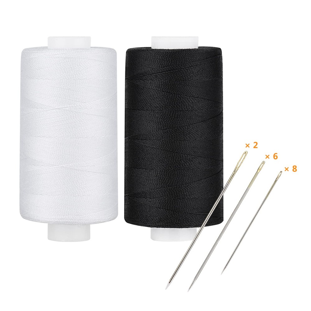 Simthread All Purpose Thread Polyester 400 Yards Each (1 30, 1 White 1 Black