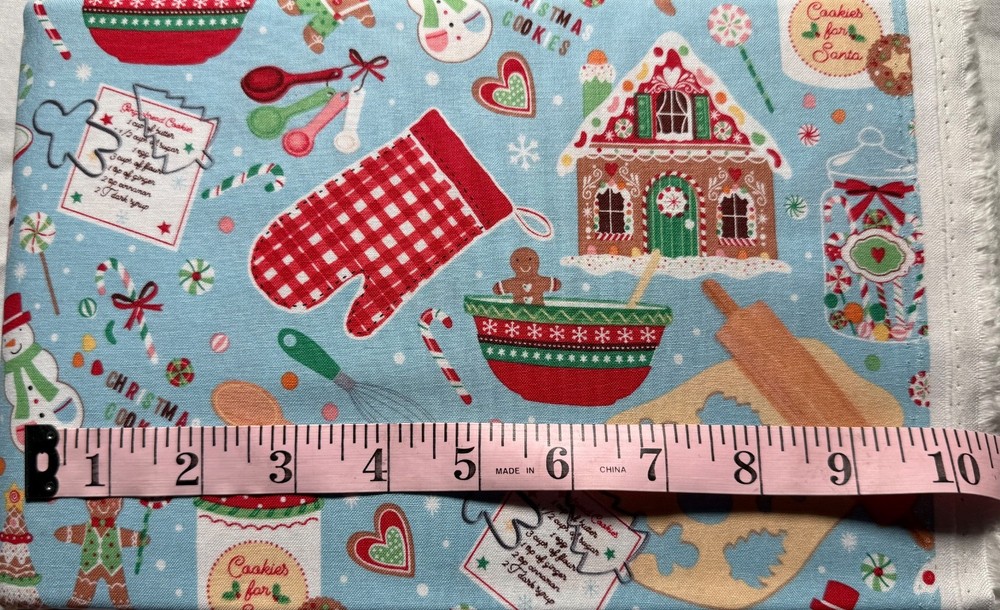 Blue Christmas Cookie Cutting Fabric