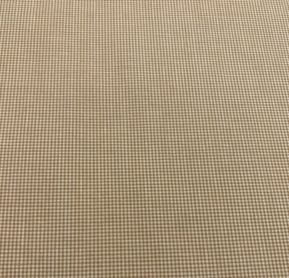 Gingham Microcheck Cotton Fabric Caramel Tan And White From Fabric Finders BTY