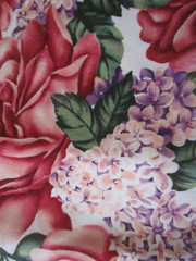 3-2/3 YDS RED ROSES & LAVENDER HYACINTHS 100% COTTON OOP TIMELESS TREASURES