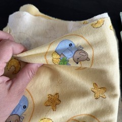 Lot Of 3 Pieces Of Fabric Yellow Blue Green Nursery Cotton Jersey VTG Sewing