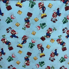Mario Nintendo Toss Cotton Quilt Fabric By The yard Light Blue Springs Creative
