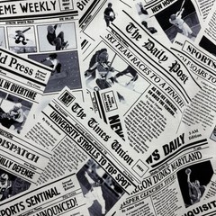 Lot of 2 FQs Cotton Quilt Fabric Sports Theme, Football & Newspaper Style Prints