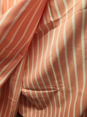 Peach White Striped Lightweight Sheer Fabric Clothing Draping Ect By 1/2 Yard