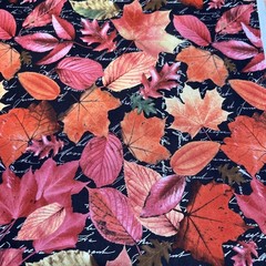 Hobby Lobby Vibrant Autumn Fall Leaves Fabric Red Orange brown 2 Yards