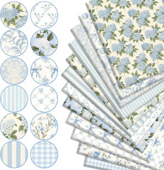 12 Pcs Hydrangea Cotton Fabric Bundles 18 X 22 Inch Watercolor