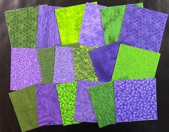 (54) 5″ Squares – Purple & Green Color Combo – 100% Cotton Fabric – 5781