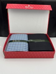 Reid & Taylor Suit Fabric Gift Set 2pc Blue Check & Solid Shirting Sewing Craft