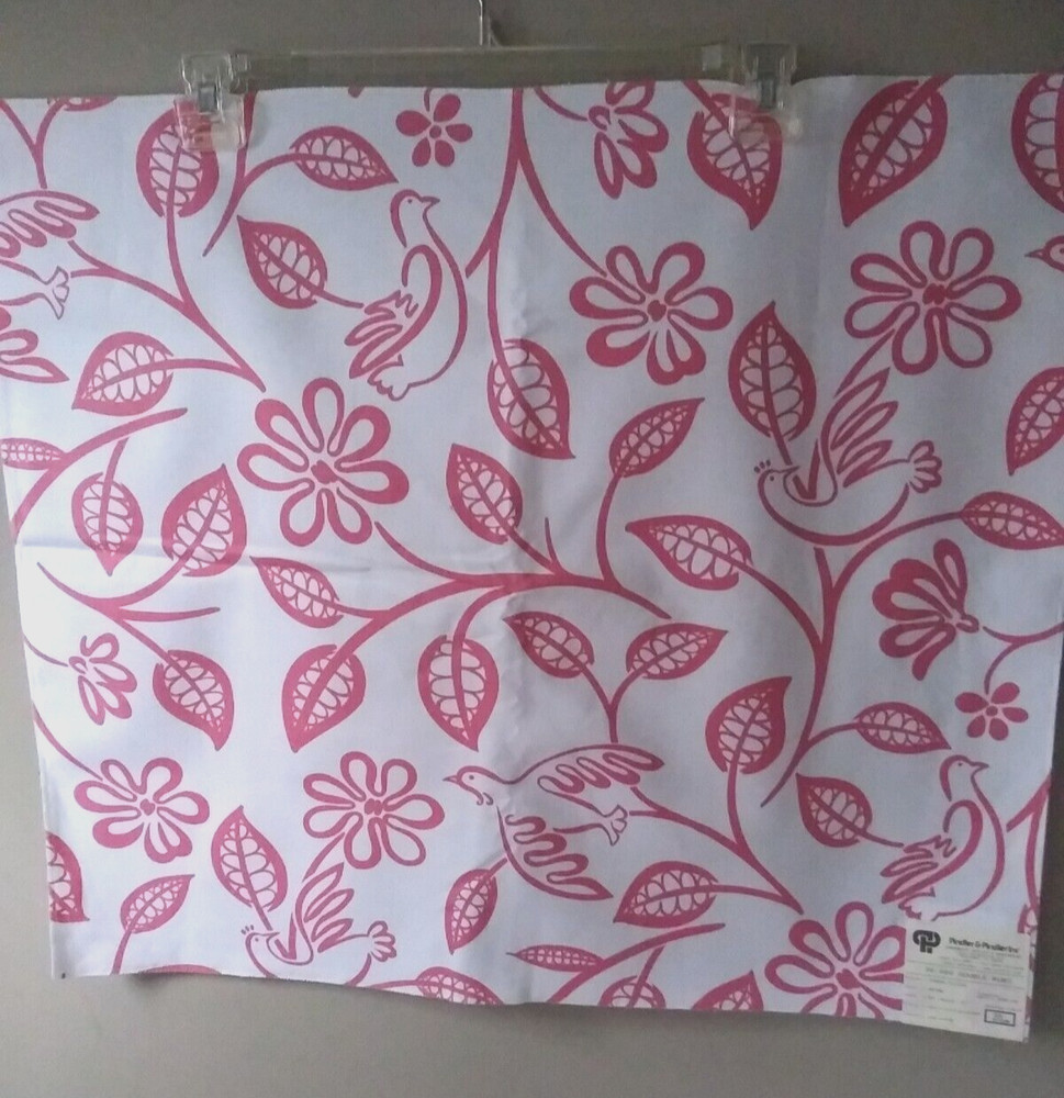 Pindler Fabric Samples 26″X 23″ Floral Doves Pink White Retired 4 Pieces NWT