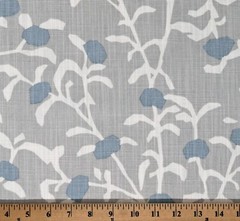 Home Decor Blue and Cream Floral on Gray Decorator Fabric by the Yard D795.46