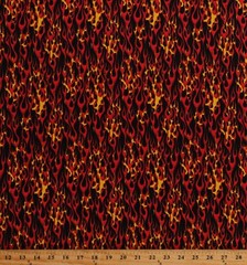 Cotton Flames Roaring Fire Firefighters Landscape Fabric Print by Yard D674.64