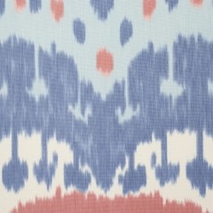 Schumacher Warp Print Fabric- Samarkand Ikat / Chambray & Coral 4.30 yds 176065