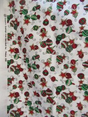 Season’s Greetings “ORNAMENTS ALLOVER” Fabri-Quilt Cotton Fabric SZ 1Y10″X