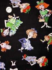 Loralie Designs Sewing Ladies Toss on Black 692-473 Cotton Fabric By The Yard