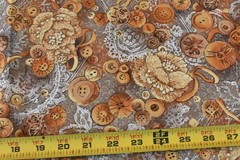 By 1/2 Yd, Vintage, Brown Gold Tan Buttons, P&B/Sampou/”Victorian Wheeling”,V870