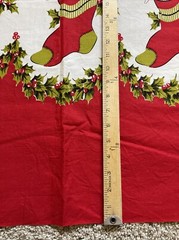 Vtg CHRISTMAS Stocking Doll Teddy Toys Cotton Fabric Pillowcase Apron Tablecloth